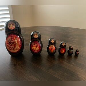 Black and Red Russian Nesting Dolls - 6 Piece Set